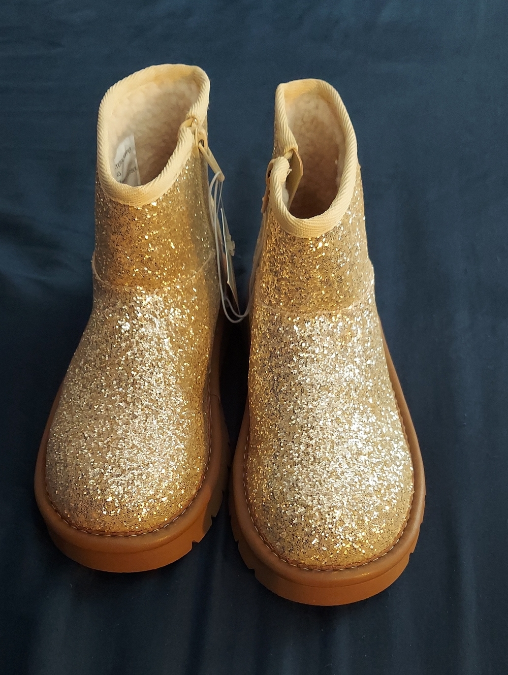 Girls Gold Glitter Chelsea Boots